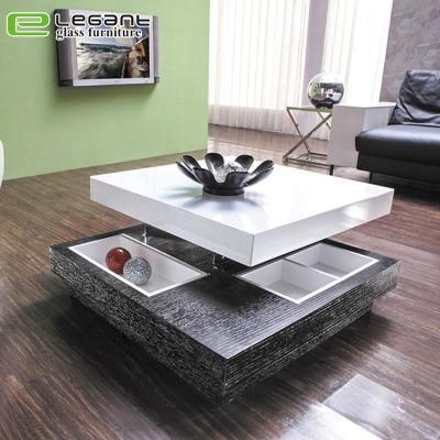 Modern High Gloss Square White Glass Coffee Table