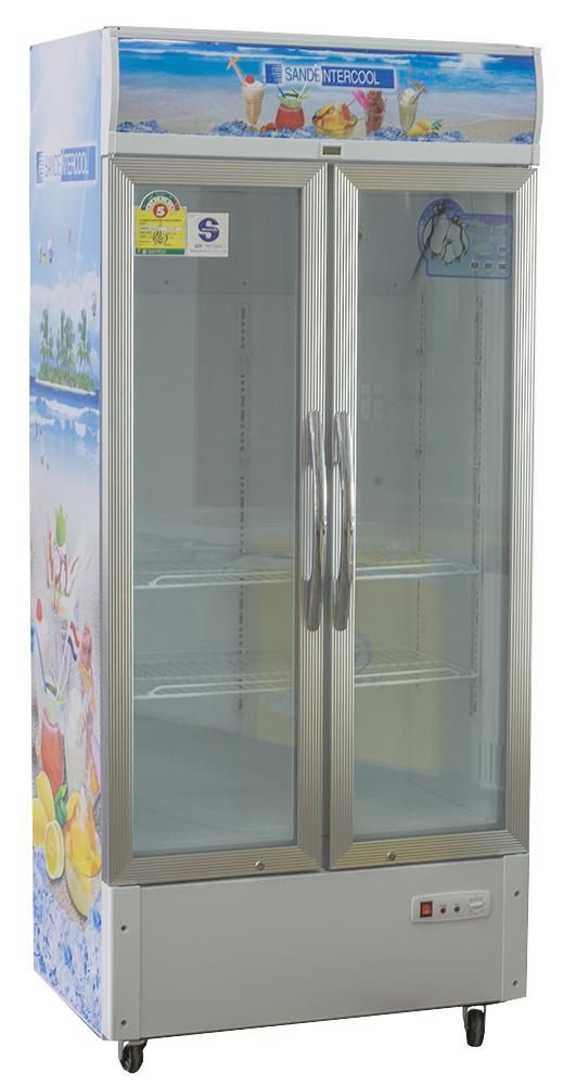Showcase Fridge Cooler of 2 Door Glass Upright Vertical Type for Soft Drink Beer Cola