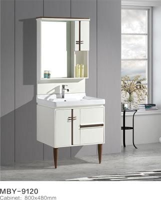 Fashion Design Bathroom Plastic Vanity Cabinet with LED Mirror