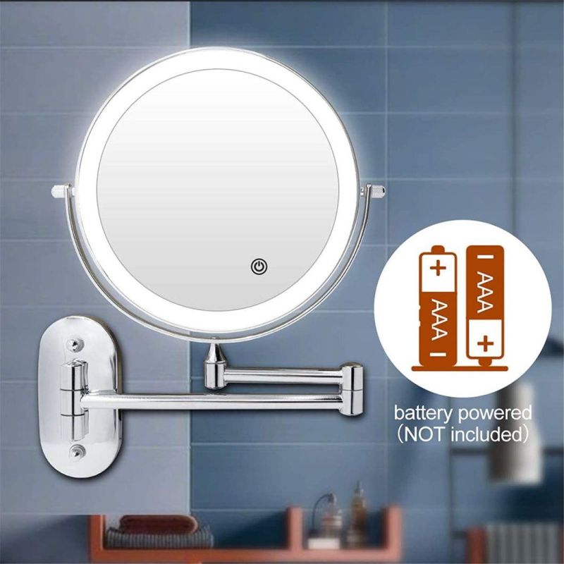 Metal Wall Mounted Double Sides LED 1X/10X Magnify Hotel Bathroom Mirror