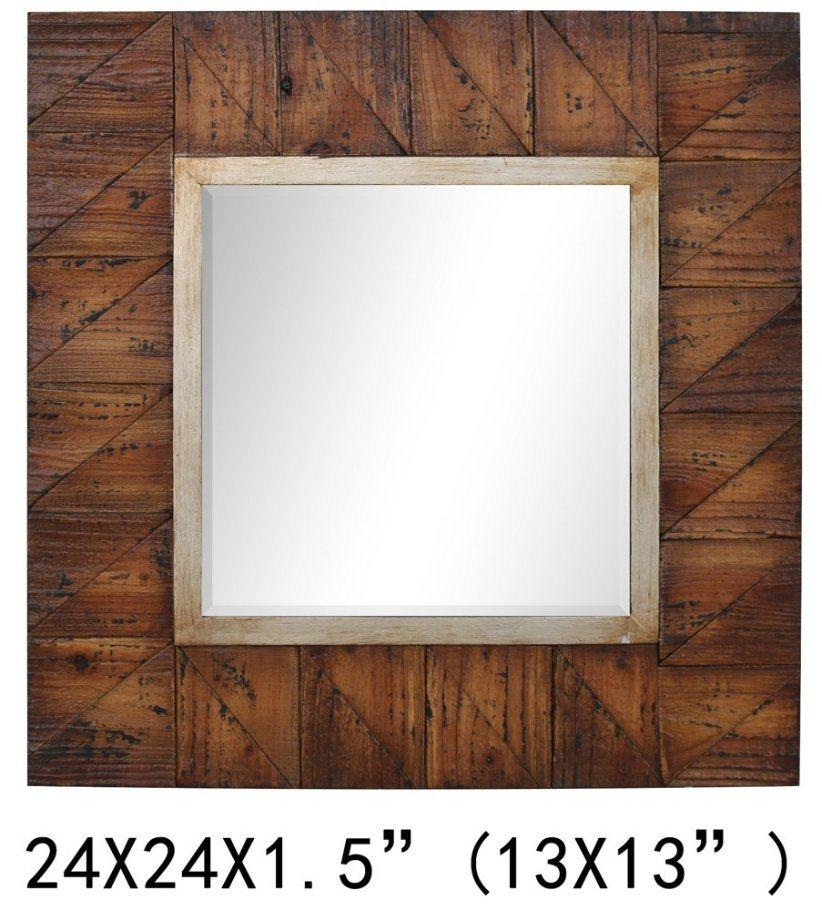 Modern Chinese Wood Wall Art Mirror Home Hotel Office Furniture Bathroom Wall Mirror (LH-M170849)