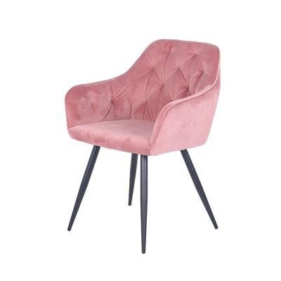Modern Design Home Restaurant Cafe Furniture Upholstered Velvet Dining Chair with Metal Legs