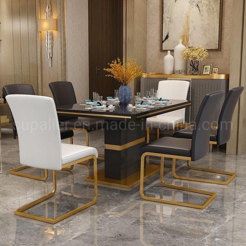 Modern White MDF Top Dinner Table 8 Seater Home Dining Furniture