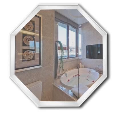 Peculiar Octagonal Stainless Steel Home White Bathroom Mirror Above Basin