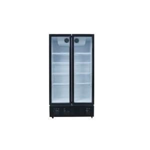 Large Double Tempered Glass Door Commercial Supermarket Refrigerated Showcase