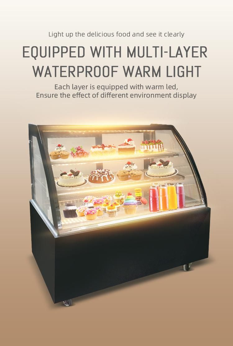 Cake Showcase with 3 Layers Glass Shelf, Pastry Showcase Cooler, Refrigerated Display Case
