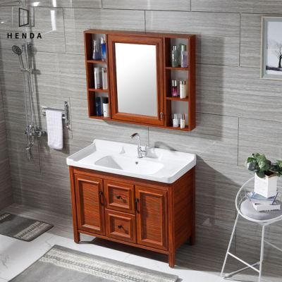 Classic Style Wood Color Aluminium Waterproof Bathroom Vanity Stores LED Mirror