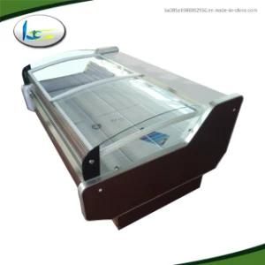 Low Power Glass Cover Over Professional Meat Freezer Showcase