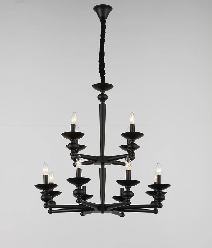 Modern Style Simple Wrought Iron Chandelier Vintage for Home Lighting Furniture Decorate Indoor Bedroom Black Wall Sconece Factory Supply