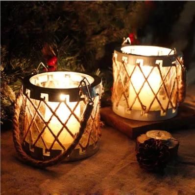 Home Decoration Knitted Glass Candle Holder Candle Jar Candle Holder