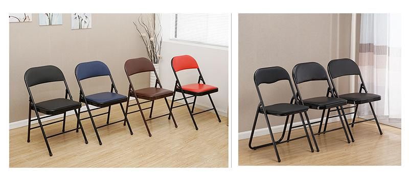 China Wholesale Metal Vinyl Folding Chair for Home Office Furniture