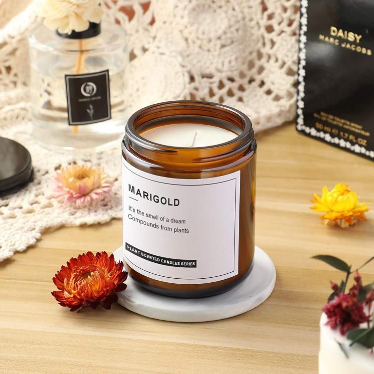 8oz 250ml Amber Glass Candle Jar Container Vessel with Metal Lid or Plastic Lid for Candle Making