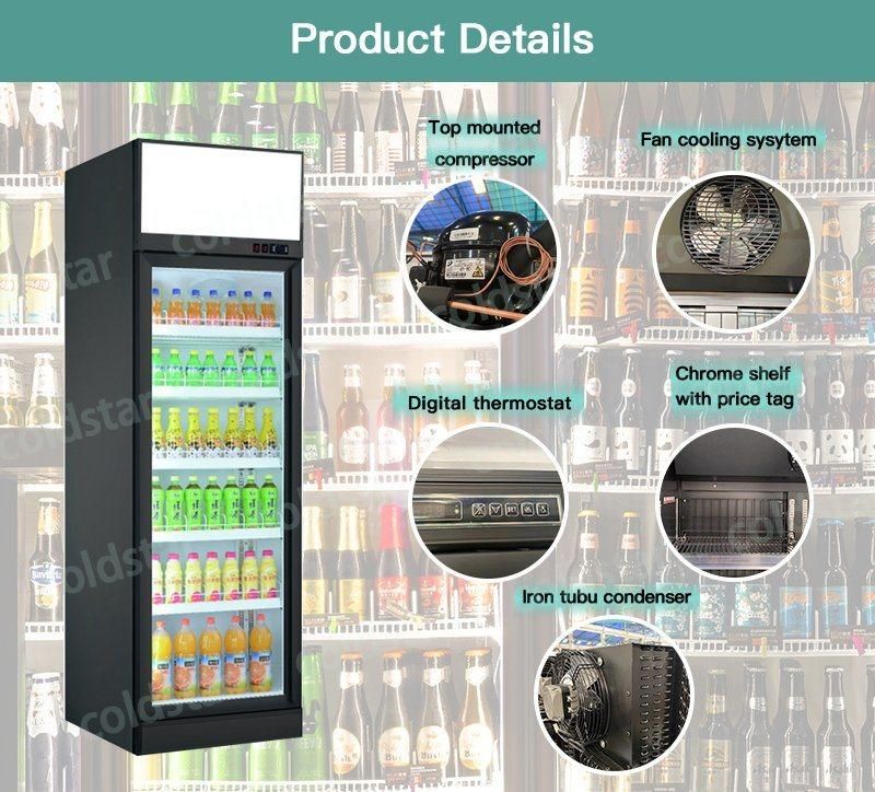Upright 4 Glass Doors Supermarket Beverage Refrigerated Display Showcase