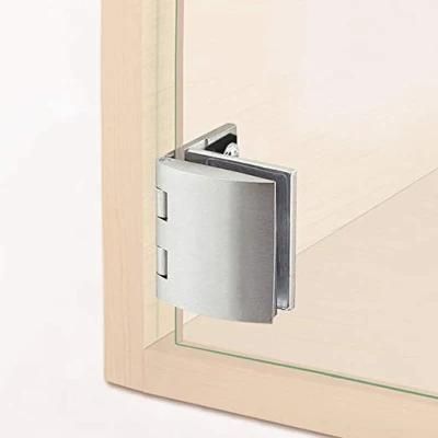 Half-Overlay Glass Doors Hinge Cupboard Showcase Wine Cabinet Clamp Ambry Gate Hinges Replacement Parts Brushed Nickel