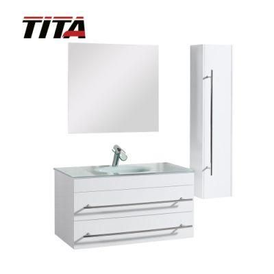 Lacquered Modern Bathroom Cabinet with Tempered Glass Basin T9007