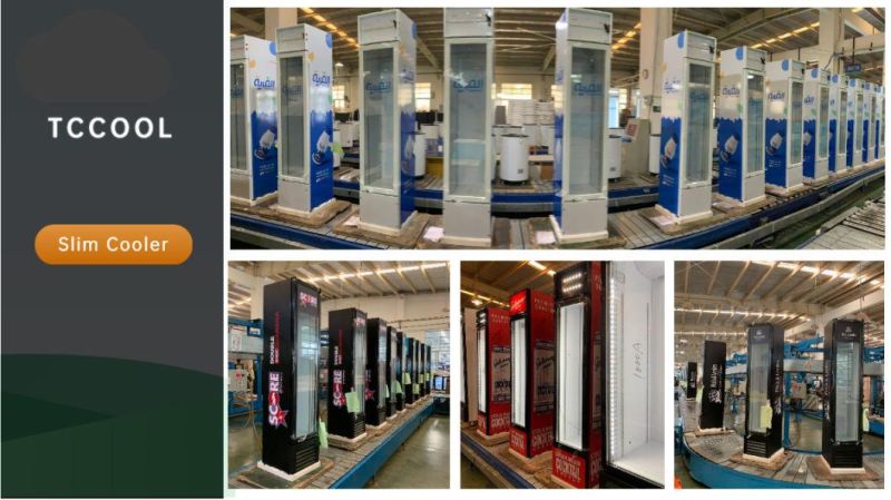 Dubai Commercial Cola Upright Showcase Slim Refrigerator Drink Glass Door Cooler