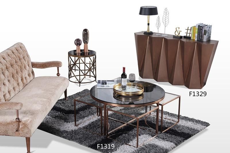 Simple Modern 4 Chairs Meta Frame Dining Table Set with Glass Top Round