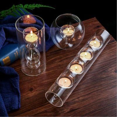 Hot Sale High Borosilicate Heat Resistant Glass Candlestick for Home Decor