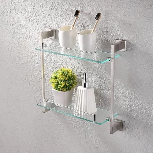 Wall Mounted Bathroom 3-Tier Glass Corner Shelf