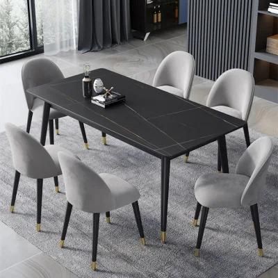 Wholesale Modern Simple Style Rectangle Dining Table Chair Set Light Luxury Marble Household Dining Table Set