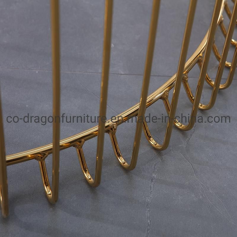 Fashion Gold Steel Glass Coffee Table Group for Home Furniture