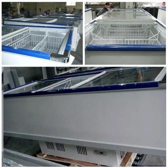 Supermarket Deep Cooling Kitchen Showcase Freezer with Slidng Glass Lid