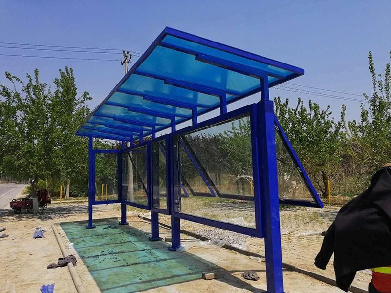 Box Stop Tempered Glass Display Bus Shelter Kiosk