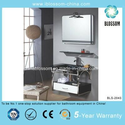 Bathroom Tempered Lacquer Glass Washing Basin Vanity with Mirror (BLS-2043)