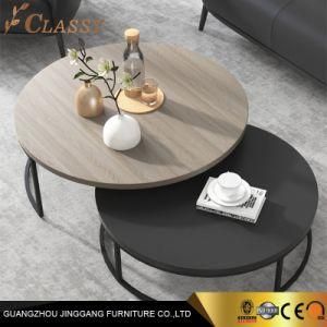Modern Round Nesting Coffee Table Extendable Living Room Accent Table 2-Piece