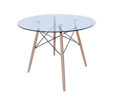 Coffee Table Glass Modern Transparent 80cm Round Tempered Glass Dinner Table Set Dining Room Furniture