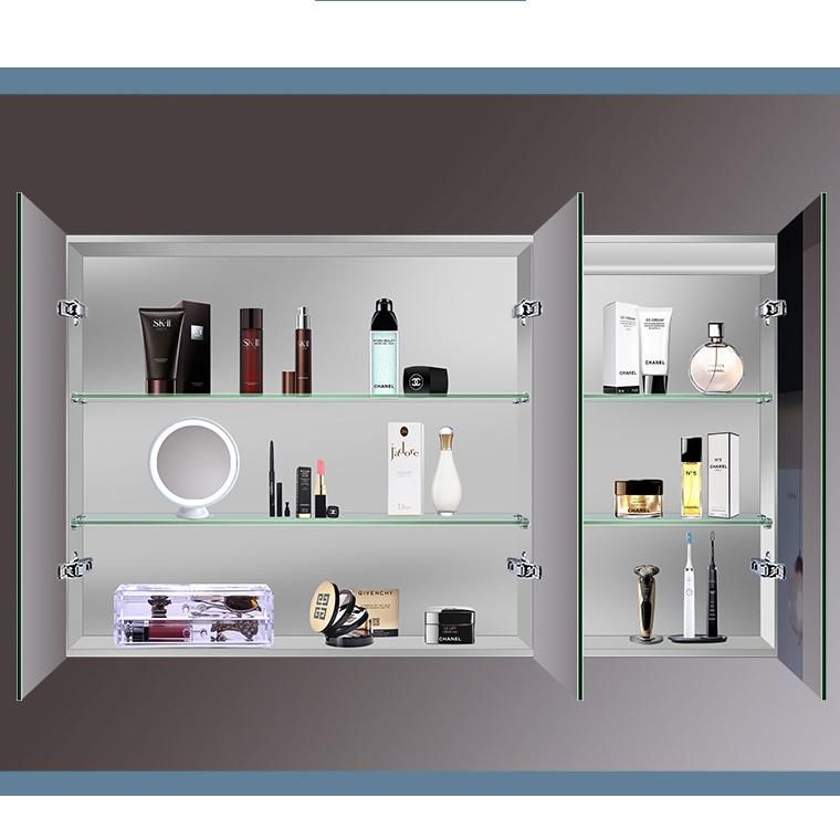 Aluminum Bathroom Medicine Cabinet with Framless Double Mirror Door Recess or Surface Mount