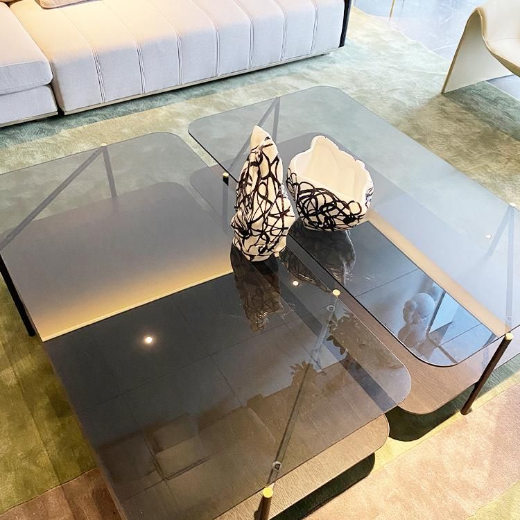 Modern Living Room Cheap Glass Top Centre Coffee Table Set Design Furniture for Hotel Project