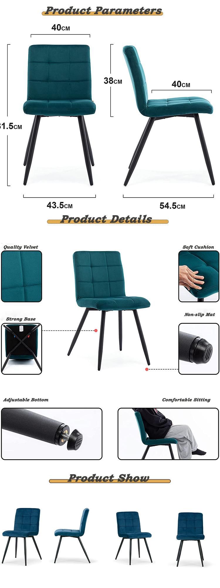 Quality Home Restaurant Bar Furniture Colorful Velvet Dining Chair with Metal Legs for Living Room