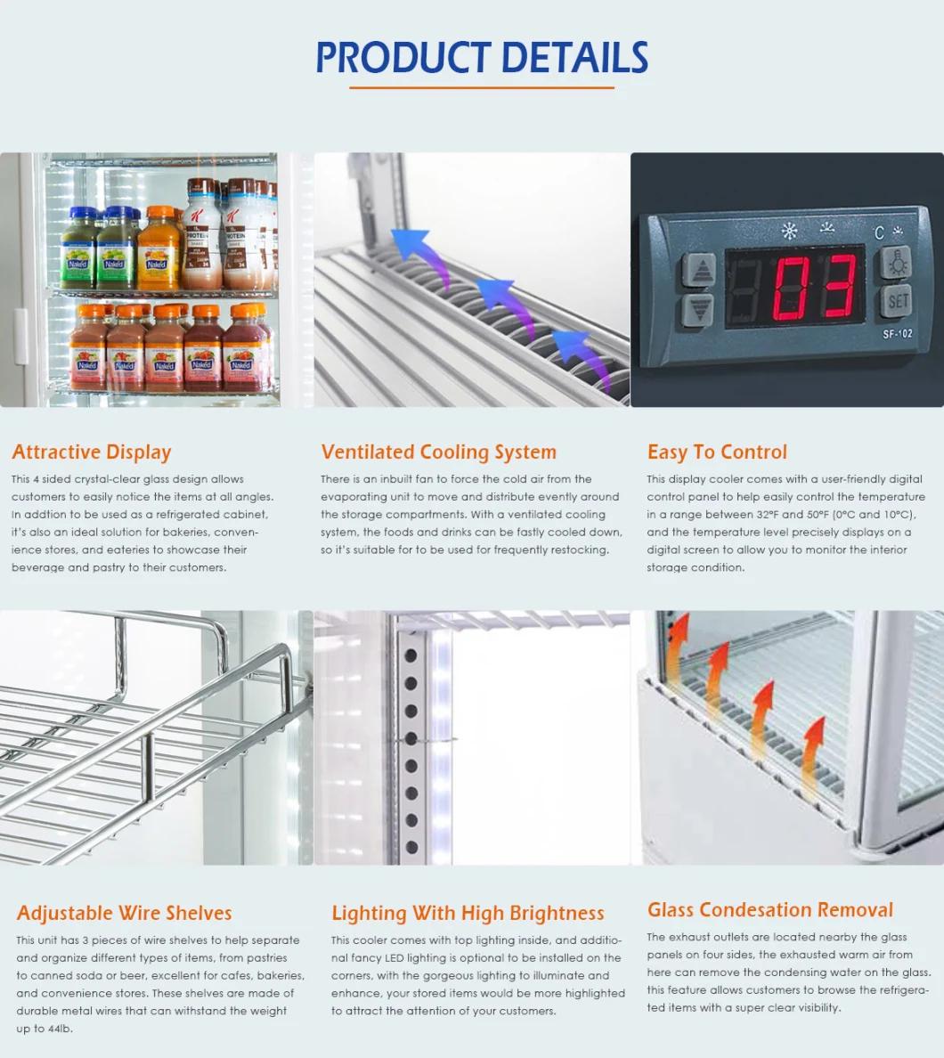 Counter Top 4-Sided Frost-Free Glass Door Drink and Food Display Upright Showcase