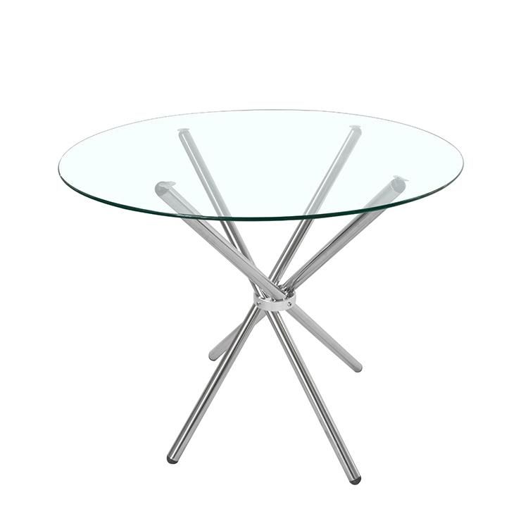 Wholesale Modern Furniture Glass Countertop Full Metal Frame Dining Table