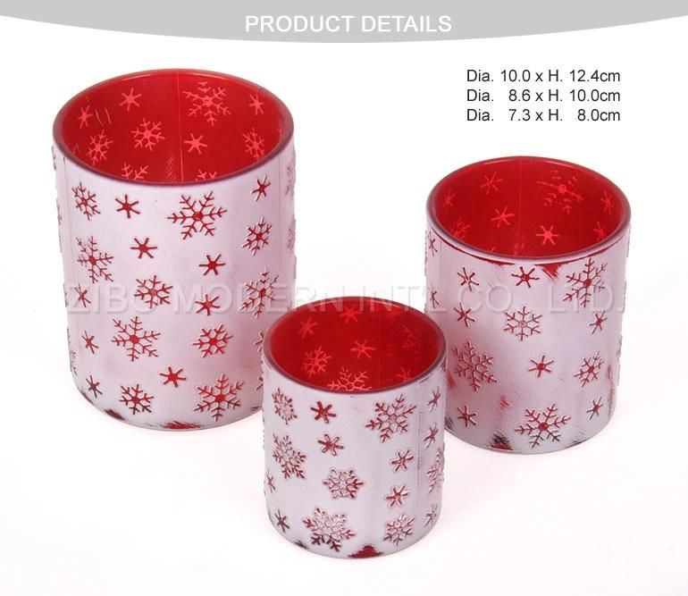 Christmas Embossed Pattern Colours Stained Glass Candle Holder Glass Candle Holder