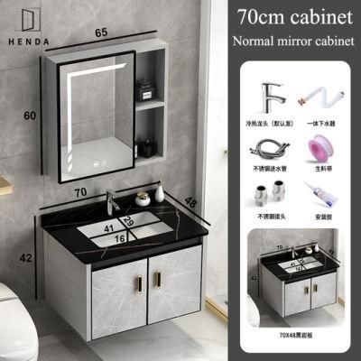 80cm Aluminum Tempered Glass Waterproof Vanity Bathroom Mirror Cabinet