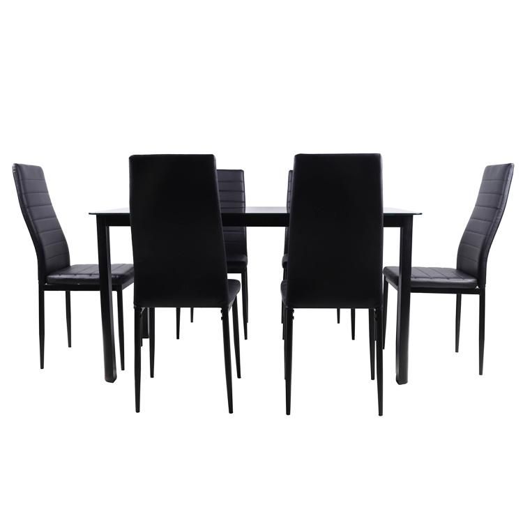 Cheap Dining Furniture Restaurant Modern 6 Chairs Room Glass Dining Table Set