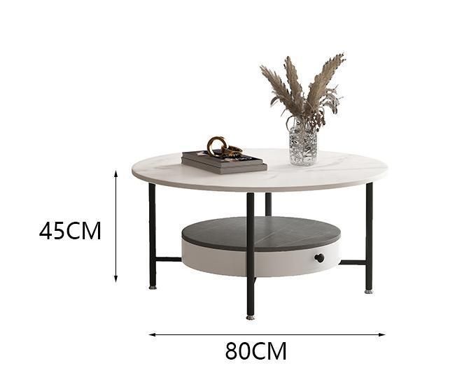Metal Center Coffee Tables with Drawer Modern Luxury Glass Coffee Table and TV Stand
