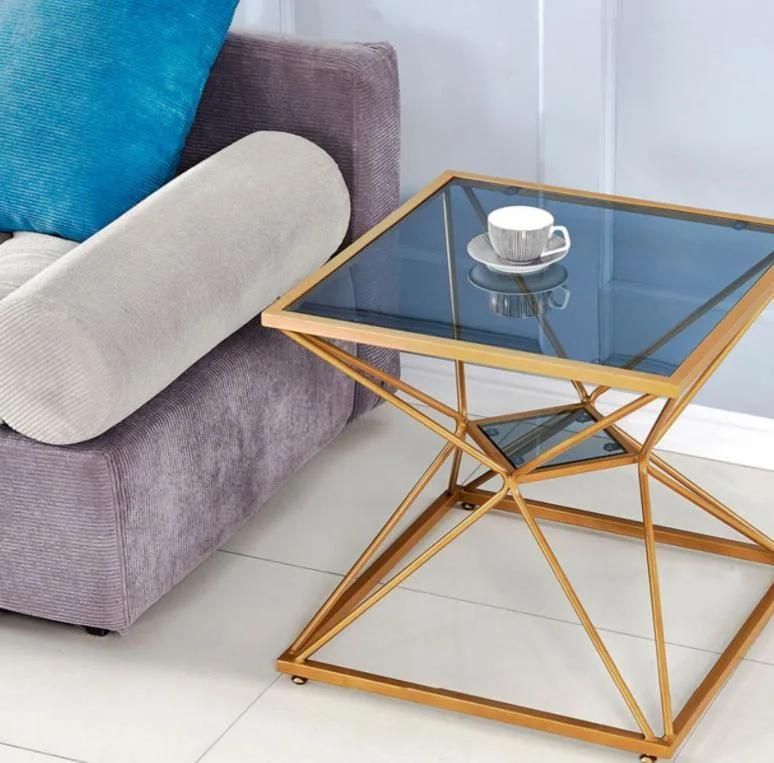 Free Sample Glass Top Stainless Steel Sliver Color Coffee Table/Side Table for Home Banquet Wedding Furniture