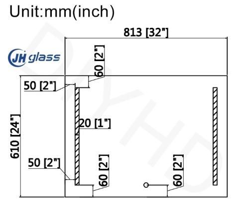 24X32′ ′ Wall Mounted Hotel Bathroom LED Illuminated Mirror