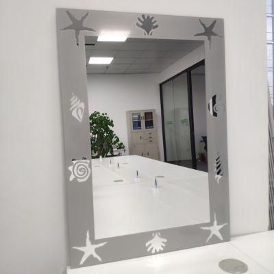 Rectangle Round Irregular Shape Starfish Conch Pattern Silkscreen Home Decorative Bathroom Mirror