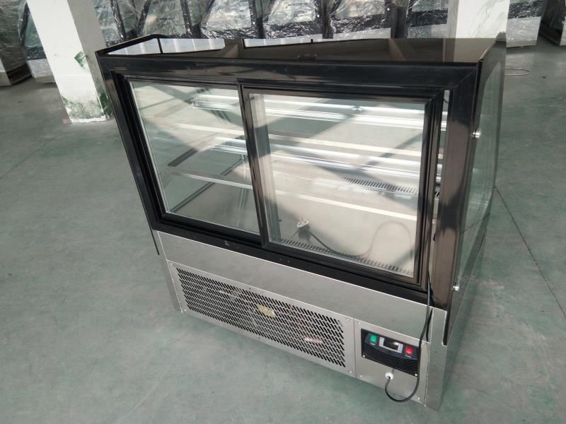 Glass Door Stainless Steel Cake Refrigerating Display Showcase