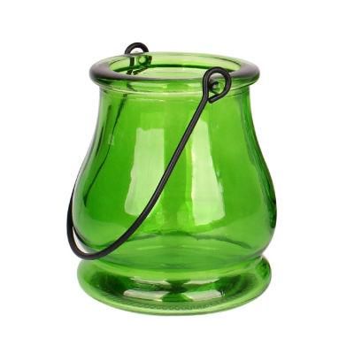 Colored Glass Hanging Candle Holder