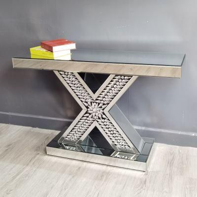 High Quality Europe Style Crushed Diamond Mirrored Console Table