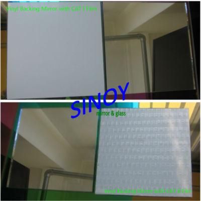 4mm*2440*1070mm Vinyl Backed Safety Mirror Glass for Wardrobe and Cabinets