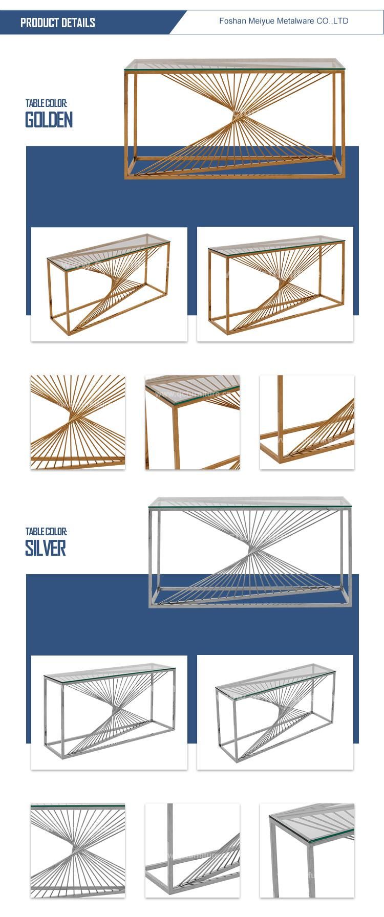 Hot Sales Gold Glass Console Dining Console Corner Table
