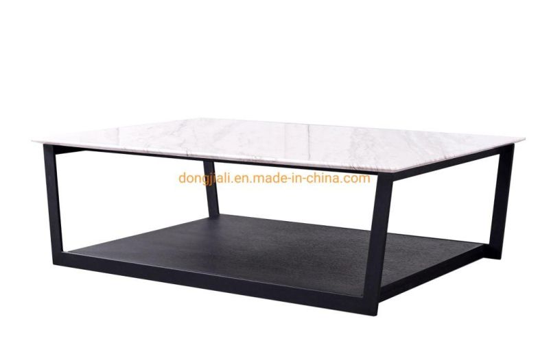 Metal Base Italian Sintered Stone Plated Top Coffee Table for Living Room