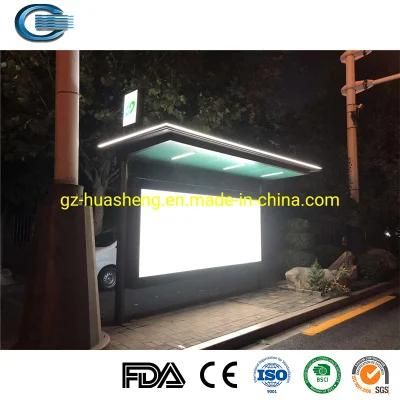 Huasheng Bus Shelter Glass China Bus Stop Station Shelter Factory Bike Parking Outdoor Urben Smoking Shelter