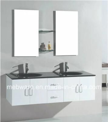 New Design MDF Bathroom Vanity Cabinet with Glass Wash Basin Fashion Furniture Makeup Mirror